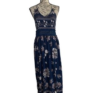 Shein maxi dress floral racer back rayon women’s size small